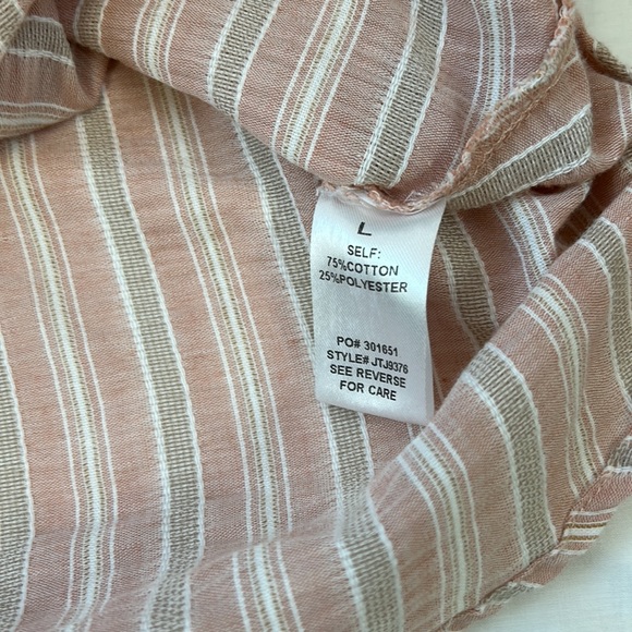 Promesa Deep VNeck Striped Peasant Boho Blouse Size Large - Picture 11 of 11